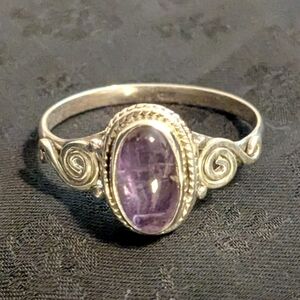 Unique Artisan Genuine Amethyst Ring Solid 925 Sterling Silver Ring Size 10